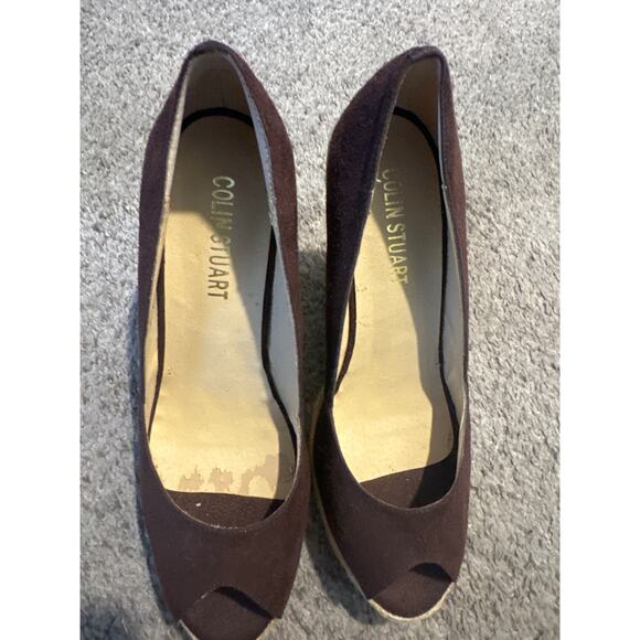 Colin Stuart Peep Toe Espadrille Wedge Shoes, Size 8.5 - Picture 5 of 6